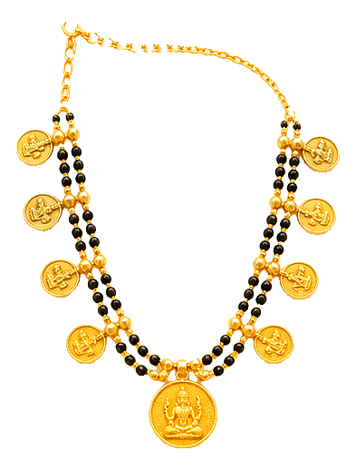 Lakshmi Coin Blackbead Mala Flat — bridal gold at Balakrishna · Stadium